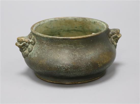 A Chinese bronze censer length 13cm